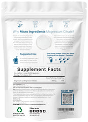 Scoop of Micro Ingredients magnesium citrate powder for precise daily dosing.