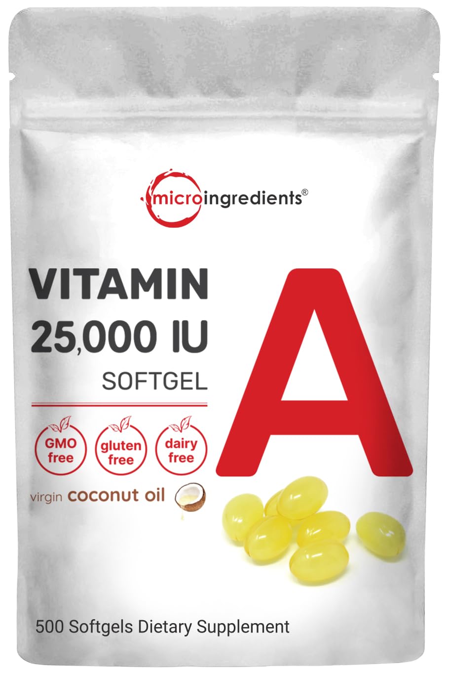 Micro Ingredients maximum-strength Vitamin A bottle with softgels for daily eye health support.