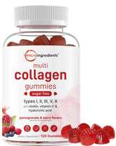 Micro Ingredients Multi Collagen Gummies with pomegranate-berry flavor for a tasty daily skincare boost.