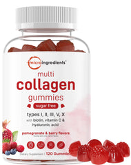 Micro Ingredients Multi Collagen Gummies with pomegranate-berry flavor for a tasty daily skincare boost.