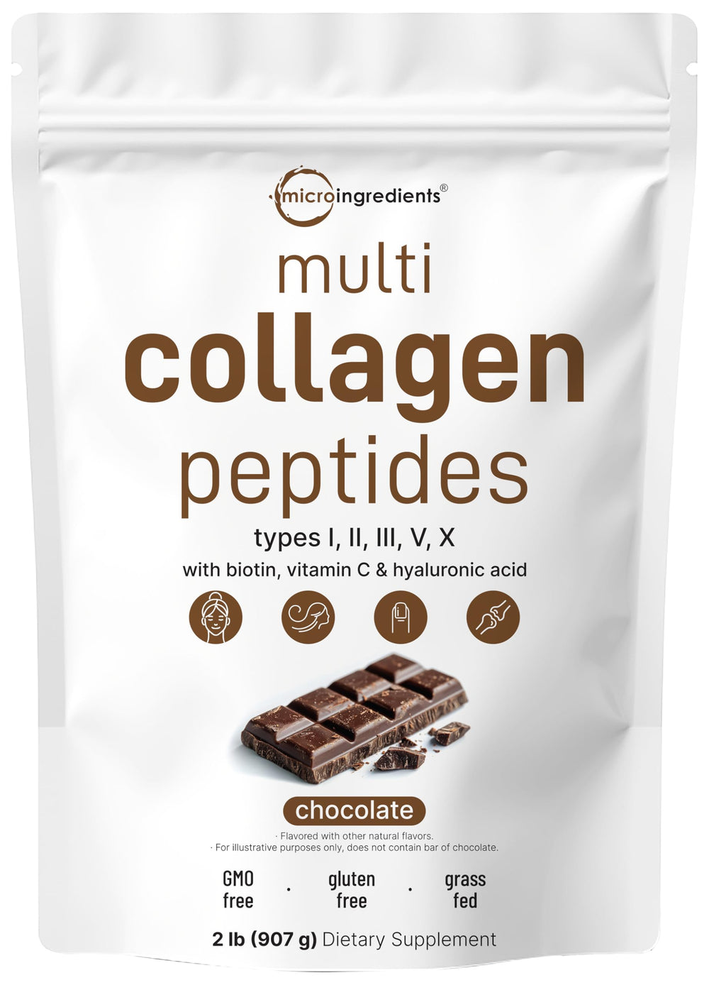 Micro Ingredients Multi Collagen Powder bottle highlights a premium supplement for hair, skin, and joints