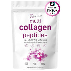 Micro Ingredients Multi Collagen Powder tub front showing unflavored formula for versatile mixing