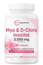 Micro Ingredients Myo-Inositol & D-Chiro Inositol 40:1 bottle for daily hormonal balance.