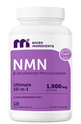 Micro Ingredients NMN Complex bottle showcasing the 10-in-1 formula for daily wellness