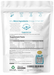 Micro Ingredients lemon-flavored omega-3 softgels ready to swallow.