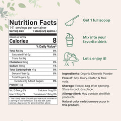 Micro Ingredients organic chlorella powder container for vegan protein and vitamins.