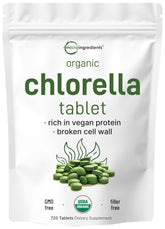 Micro Ingredients Organic Chlorella tablets bottle showing daily greens support
