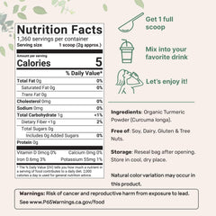 Micro Ingredients Organic Turmeric Powder jar label, clear origin and purity.