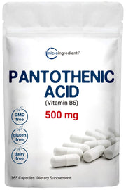 Micro Ingredients Pantothenic Acid bottle front view for daily energy support.