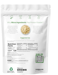 Scoop demonstrates 27g protein per serving with Micro Ingredients pea protein