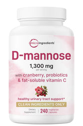 Micro Ingredients Pure D Mannose bottle with 1,300 mg and Cranberry for urinary comfort