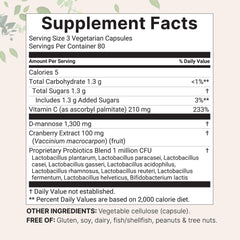 Pure D Mannose capsules close-up showing vegetarian formula