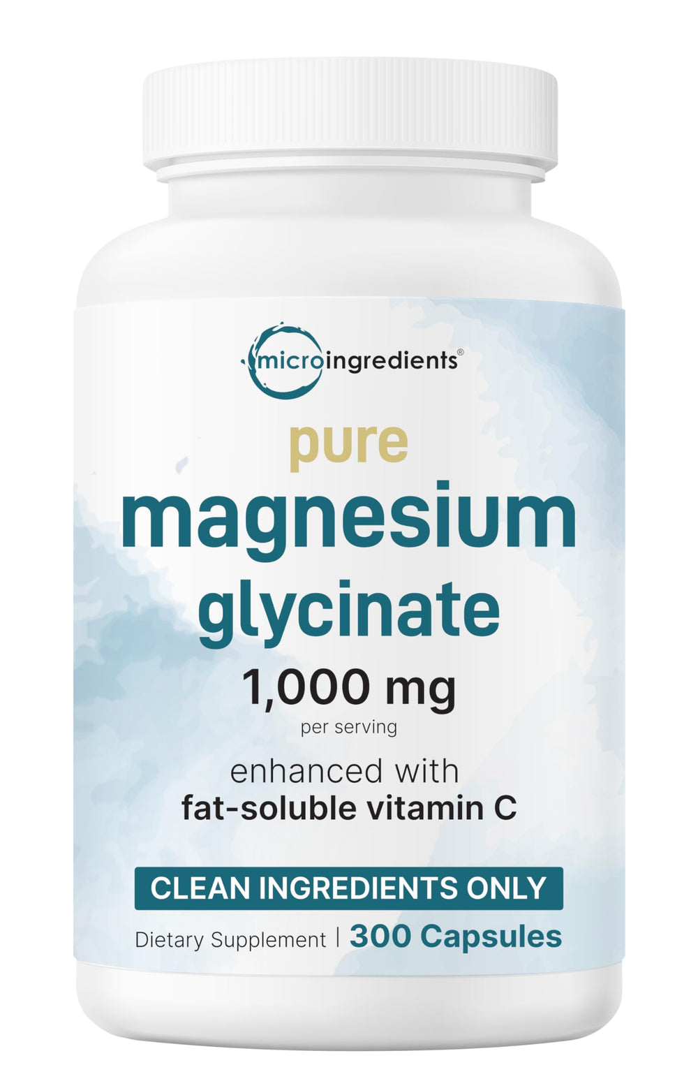Micro Ingredients magnesium glycinate bottle on counter for daily supplementation.