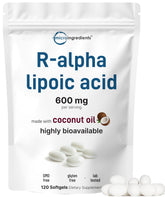 Micro Ingredients R-ALA softgels with coconut oil for enhanced absorption.