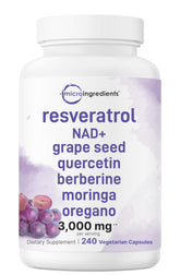 Micro Ingredients Resveratrol NAD Complex bottle front highlighting the 11-in-1 blend