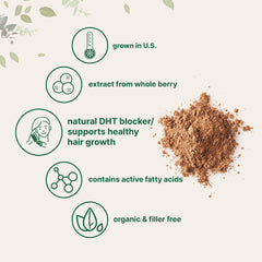 Micro Ingredients saw palmetto powder texture closeup emphasizes fine consistency ideal for shakes.