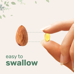 Softgel capsules filled with sunflower oil; close-up view.