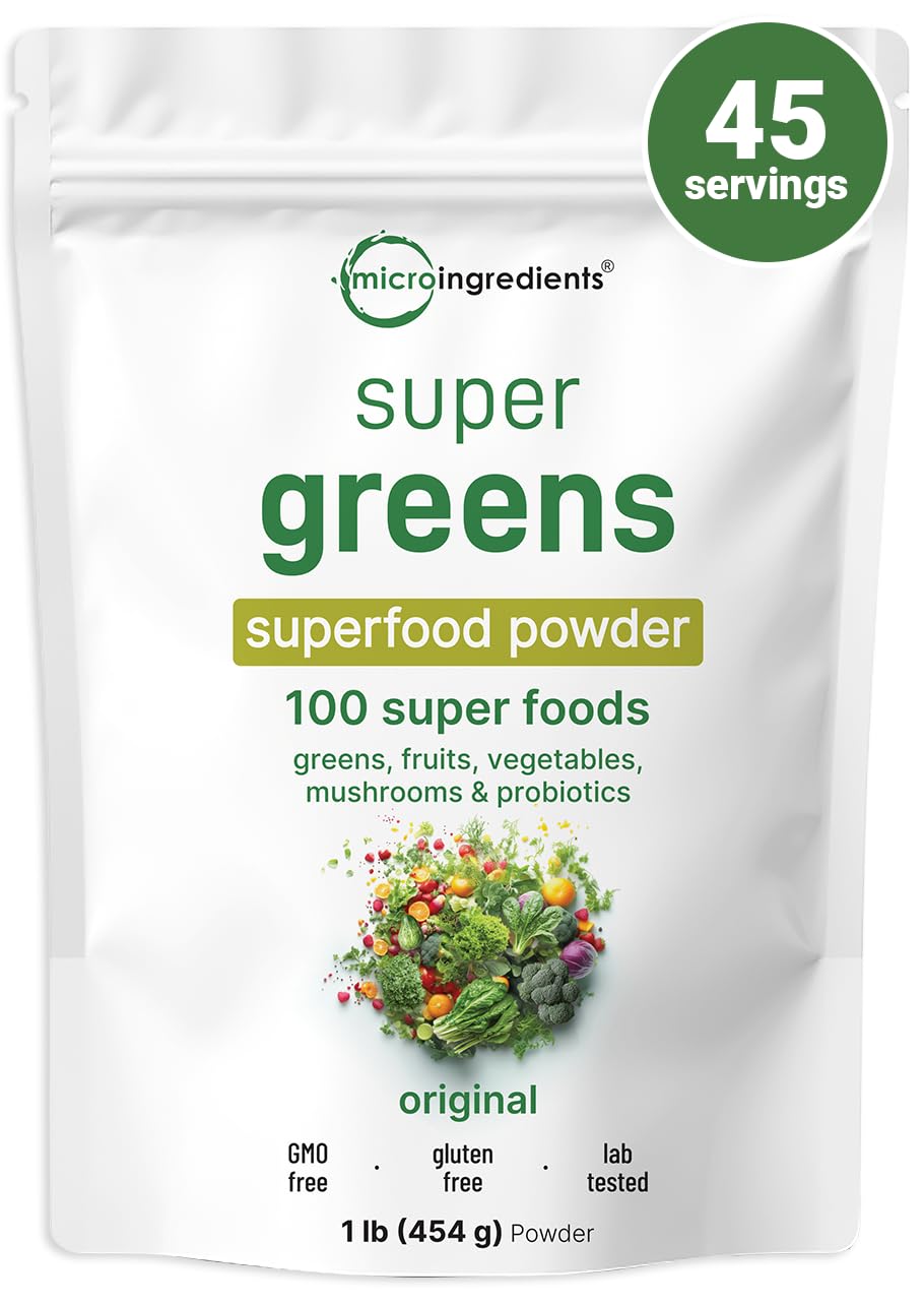 Micro Ingredients Super Greens canister front view for daily nutrition support