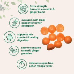 Micro Ingredients turmeric ginger gummies peach mango flavor ready-to-take on the go.