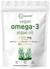 Micro Ingredients vegan omega-3 algae oil softgels with lemon flavor for easy daily use