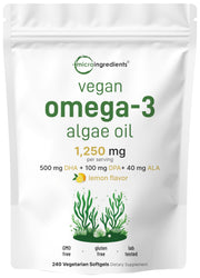 Micro Ingredients vegan omega-3 algae oil softgels with lemon flavor for easy daily use