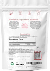 Close-up of Micro Ingredients Vitamin B12 methylcobalamin label vegan gluten-free