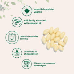 Micro Ingredients D3 softgels pour depicts convenient daily intake capsules