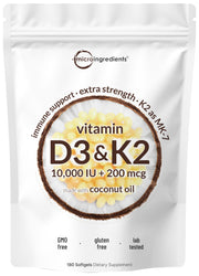 Micro Ingredients Vitamin D3 + K2 softgels bottle for daily wellness
