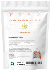 Closeup of Micro Ingredients Vitamin D3 K2 softgels for easy swallowing
