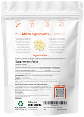 Micro Ingredients vitamin K2 MK-7 bottle pour shows convenient one-a-day dose