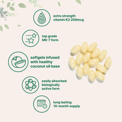 Micro Ingredients vitamin K2 MK-7 softgels coconut oil carrier promotes absorption
