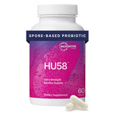 Microbiome Labs HU58 bottle with capsules supporting digestive health