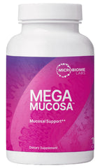 MegaMucosa bottle front view from Microbiome Labs for gut support.