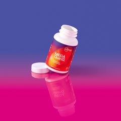 MegaQuin D3 + K2 capsules close-up highlighting convenient daily capsules for consistent use.