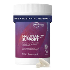 Microbiome Labs Pregnancy Support bottle for prenatal gut health and balance.
