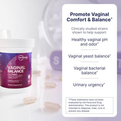 Close-up of Microbiome Labs Vaginal Balance capsules ready for easy daily probiotic routine.