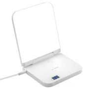 MICROENE light therapy lamp on a desk delivers even, bright 10,000 lux illumination for focused work.