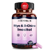 MICYDELAS Myo-Inositol and D-Chiro Inositol bottle highlights hormonal balance support