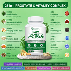 Migcopat 23in1 bottle back lists ingredients and benefits for urinary comfort.