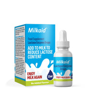 Milkaid Gotas Lactasa en envase práctico para digestión de lactosa