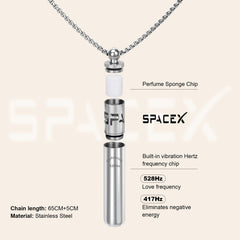 Milumber anxiety-relief necklace worn during moments of stress.