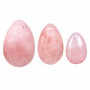 MIMOSA Bigger Rose Quartz Eggs set of three with a large glossy surface