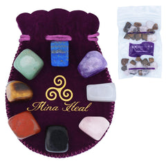 Mina Heal Chakra Stones Set 7+1 ready for focused chakra balancing during meditation