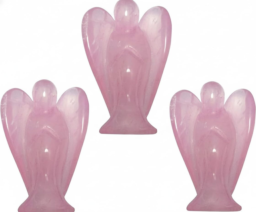 Mina Heal pocket guardian angel figurine in rose quartz, calming decorative keepsake for meditation