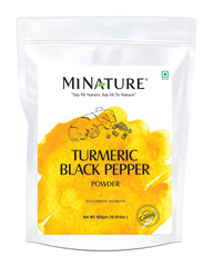 minature mi nature turmeric powder bottle on shelf, ideal for curry flavors