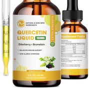 minch quercetin liquid drops bottle closeup showing pineapple flavor and label