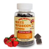 Mini Mushy's bottle-front view shows organic daily wellness gummies for kids.