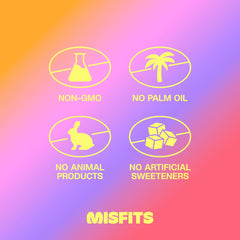 Misfits bar low carb low sugar profile for mindful snacking.