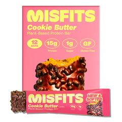 Misfits Speculoos vegan protein bar pack is a high-protein snack option.