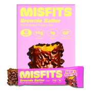 Misfits vegan protein bar with fudgy brownie center, protein-rich workout snack
